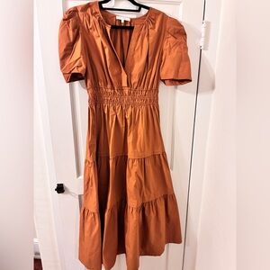 Anthropologie Orange Midi Dress